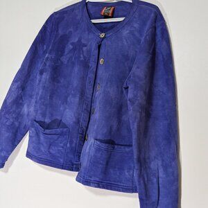 Dagoli 100% Cotton French Terry Cardigan Sweater Purple VINTAGE Size Medium